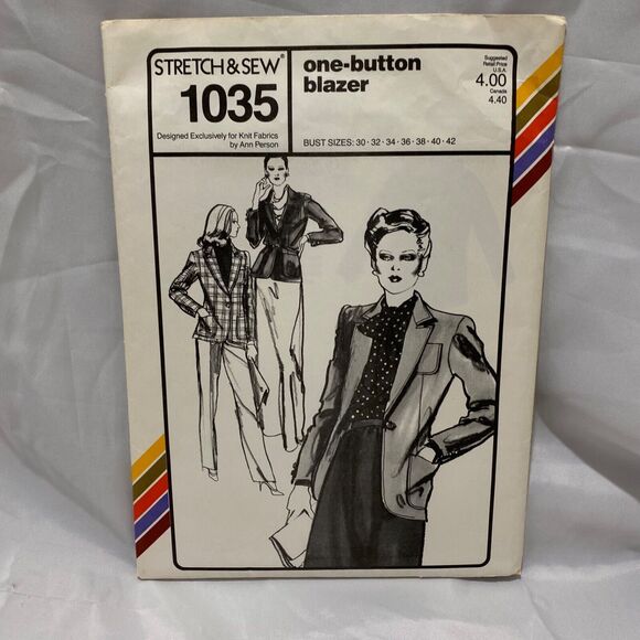 1979 Stretch and Sew One Button Blazer Design Patterns By Ann Person - Picture 2 of 9